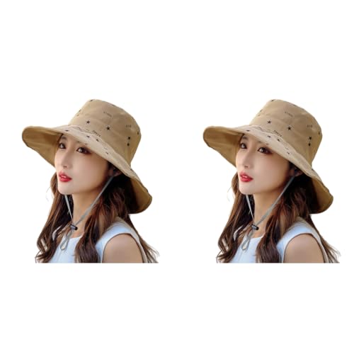 PALAY® Bucket Hat For Women Breathable Wide Brim Sun Hats Reversible Cotton Prints For Daily Activities Travel Camping Hiking Khaki Free Size Multi-Colour 2PCS PALAY® Bucket Hat For Women Breathable Wide Brim Sun Hats Reversible Cotton Prints For Daily Activities Travel Camping Hiking Khaki Free Size Multi-Colour 2PCS